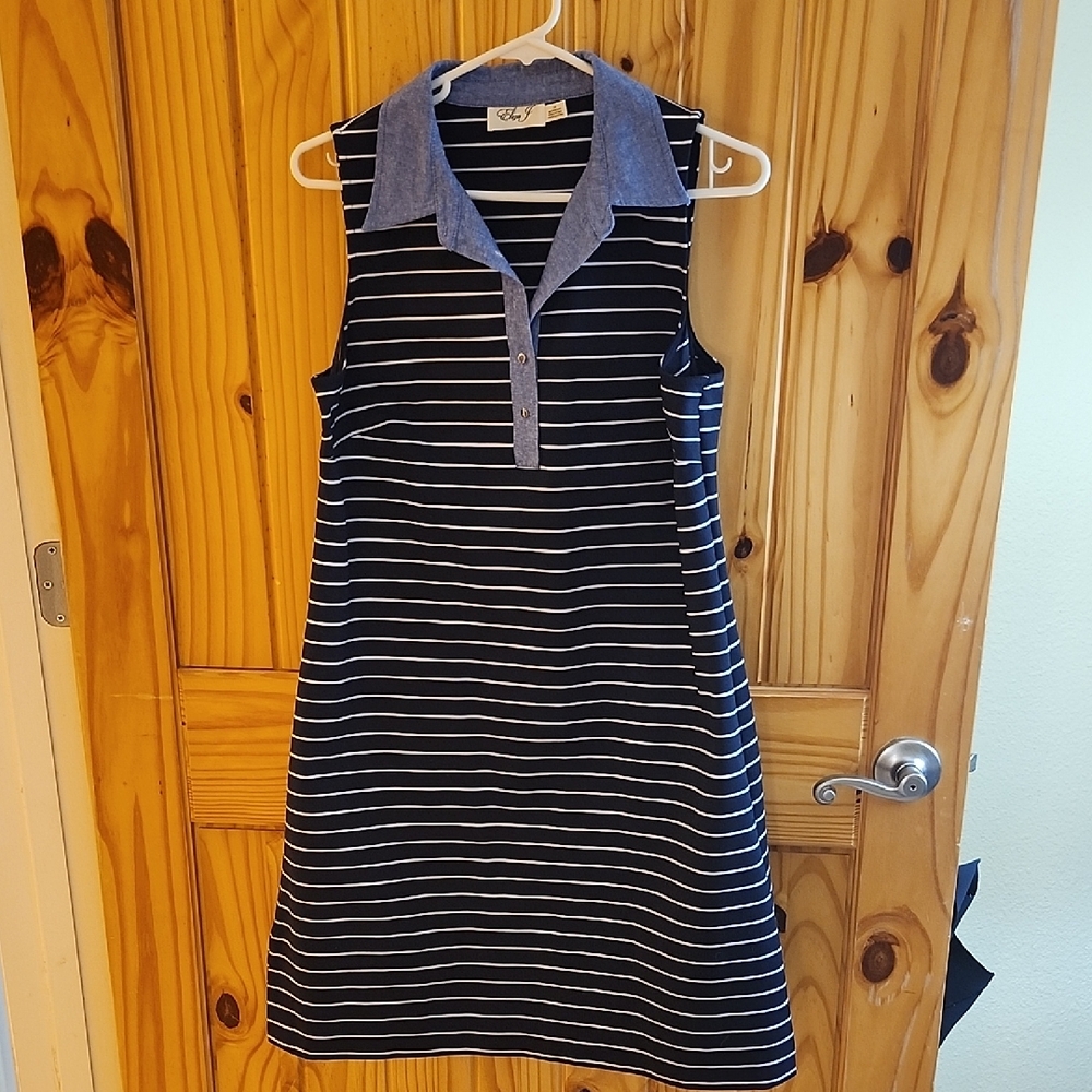Eliza J Mini Sleeveless Dress in Navy Stripes